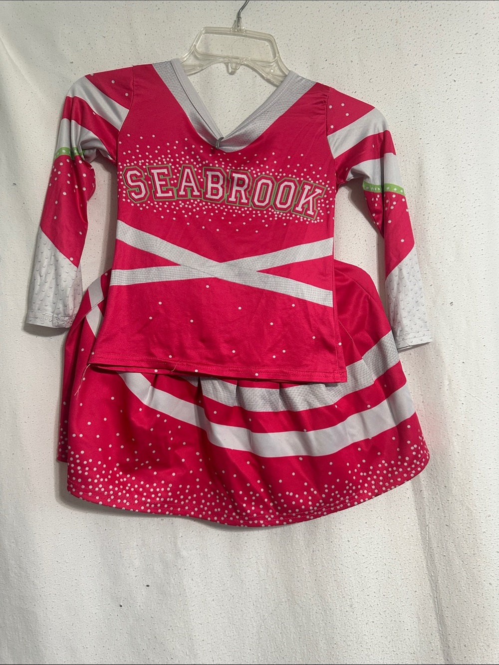 Girls' Pink & White Cheer Top and Skirt Set